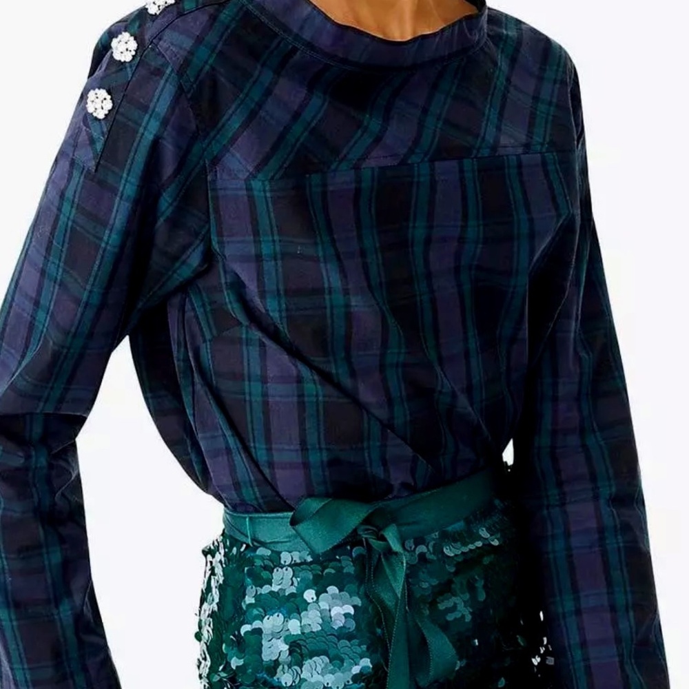 J. CREW Plaid Top, Size 8 Unique blouse